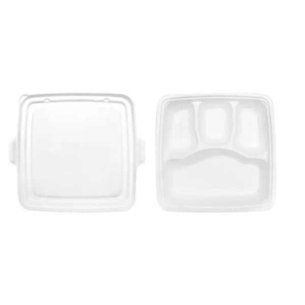 4 Compartment 9" Biodegradable Sugarcane Food Tray