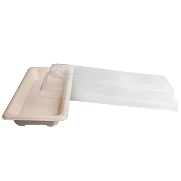 Biodegradable Sugarcane Pulp Sushi Container with PET Lid