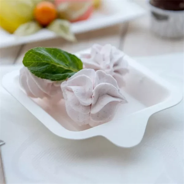 Compostable Eco-friendly Sugarcane Bagasse Square Cake Dishes - Image 3