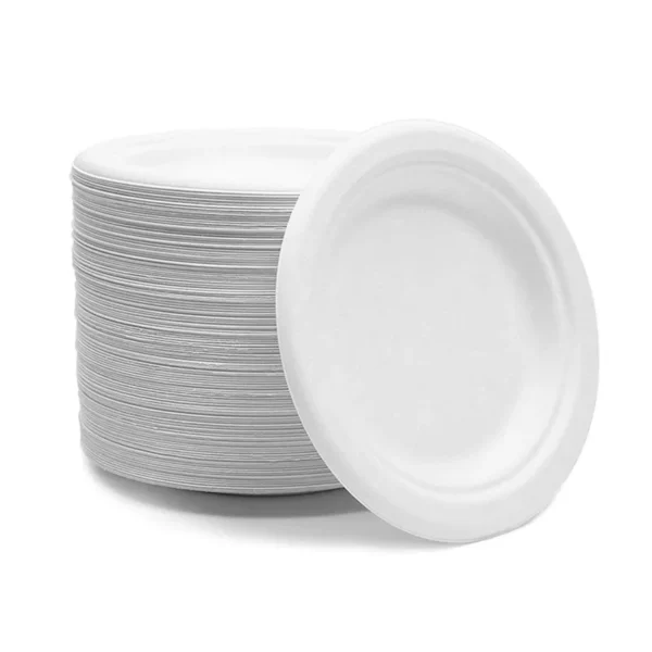 6" 7" 9" 10" Round Sugarcane Biodegradable Plates