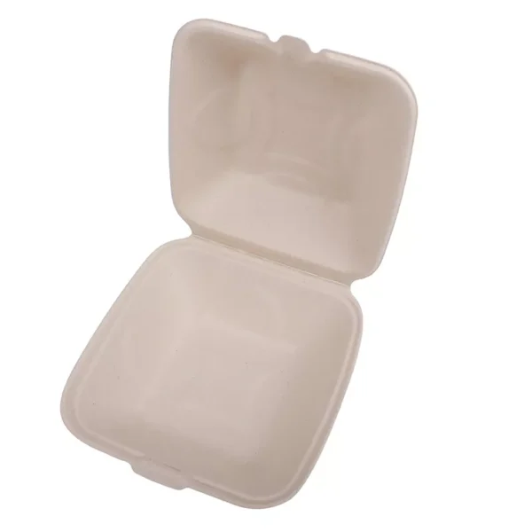 Compostable 6 inch Sugarcane Bagasse Hamburger Box
