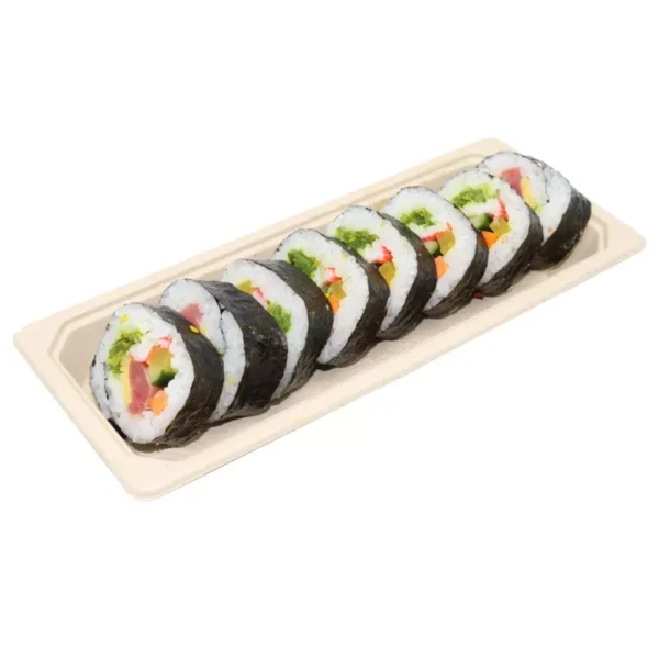 Biodegradable Sugarcane Pulp Sushi Container with PET Lid - Image 2