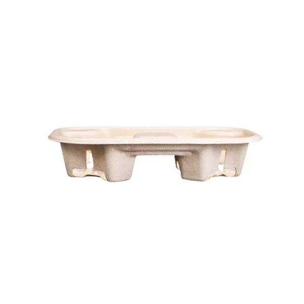 100% Biodegradable 2 Cup Sugarcane Bagasse Coffee Cup Holder